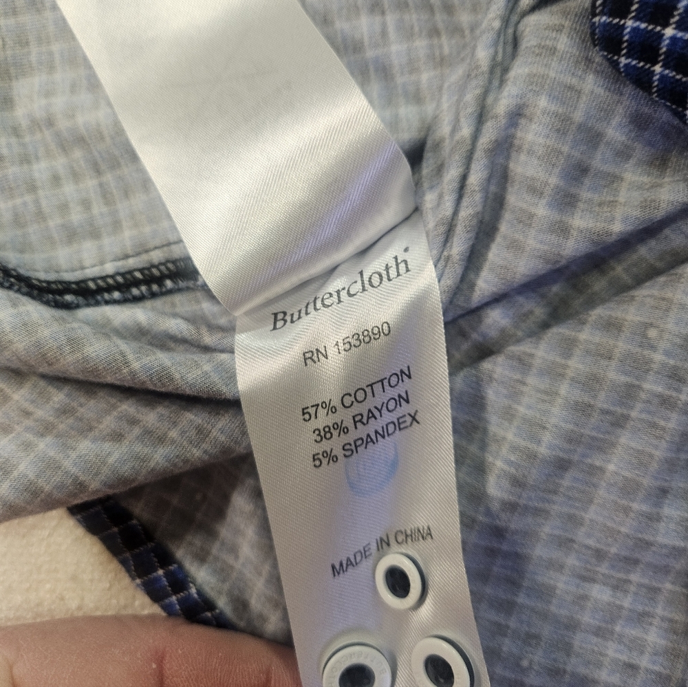 Buttercloth XL Button Down Shirt Blue Micro-Check - Picture 6 of 8